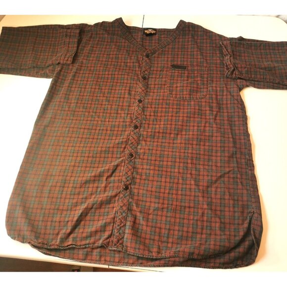 Men's Night Shirt Harley Davidson Flannel Long Sleeve Vintage XL - Picture 1 of 11